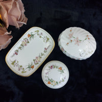 Thumbnail for Wedgwood Bone China Pin Dish & Trinket Box Set England - Floral Gold Vintage Rim2
