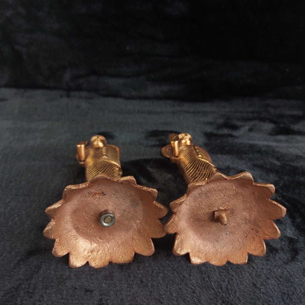 Very Rare Copper Buddha Statues Pair  , Possibly Antique, Good, xmas, 19cm gift13