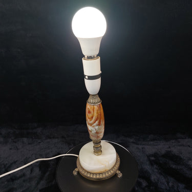 Vintage Marble & Brass Table Lamp – Ornate Onyx Base – Working Condition Display1