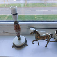 Thumbnail for Vintage Marble Brass & Table Lamp – Ornate Onyx Base – Working Condition Display9
