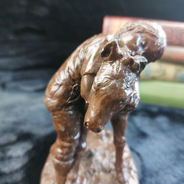 Vintage Bronze-Style Figurine – Girl Hugging a Horse – see the ear resin China0