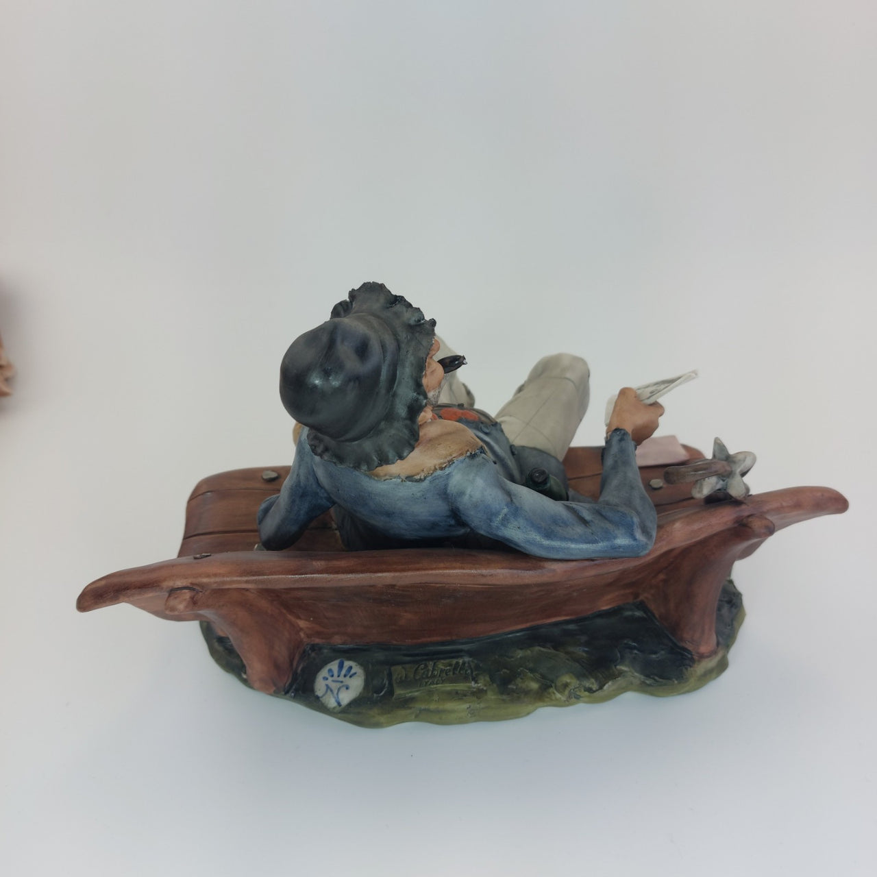 Capodimonte Figurine Old Man on Bench –6.7" Vintage Ceramic Italian Sculpture15