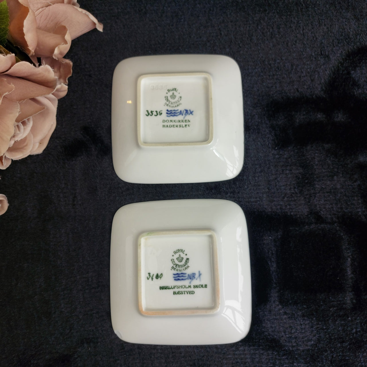 2×Royal Copenhagen Ashtray Dish Domkirken Hald Slelv Danish Landmark Porcelain4
