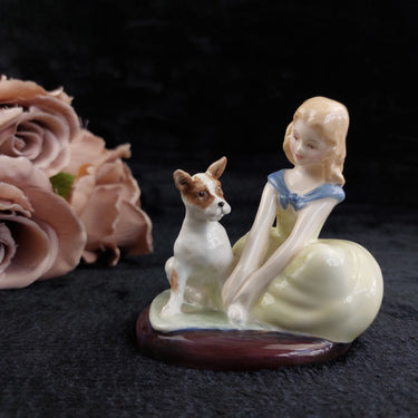 Royal Doulton Golden Days HN2274 Girl Dog Figurine China Bone Good 1963 Vintage0