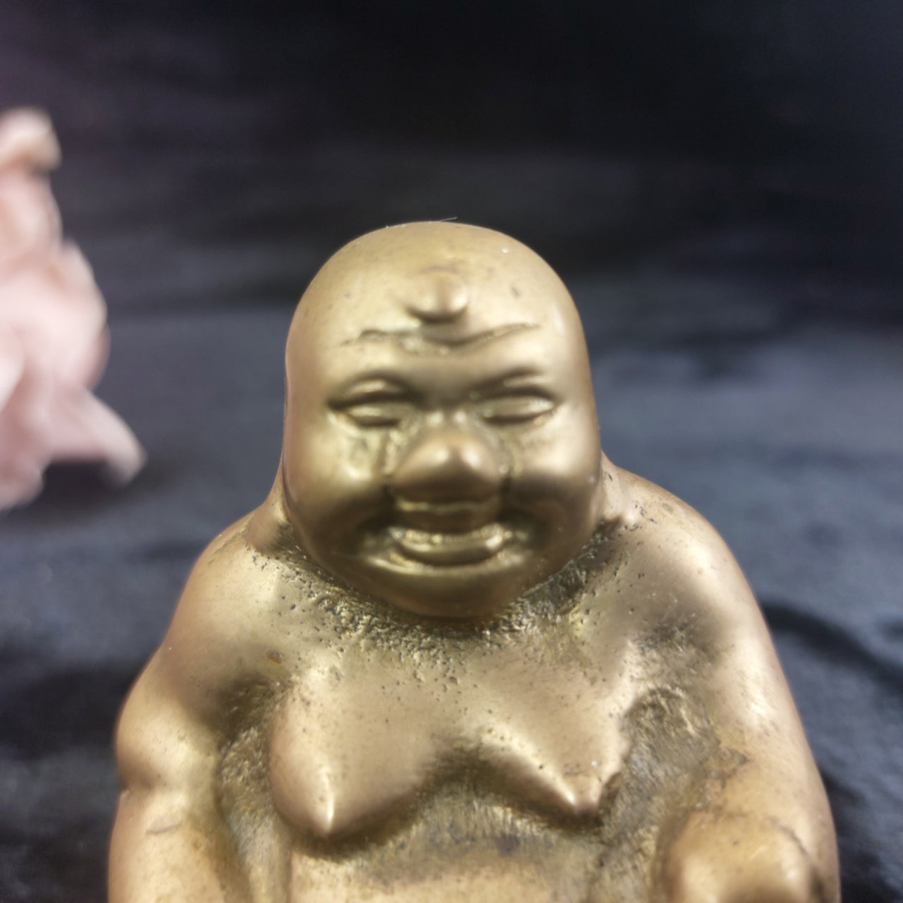 Vintage Brass Buddha Figurine & Pair of Brass Candlesticks Set10