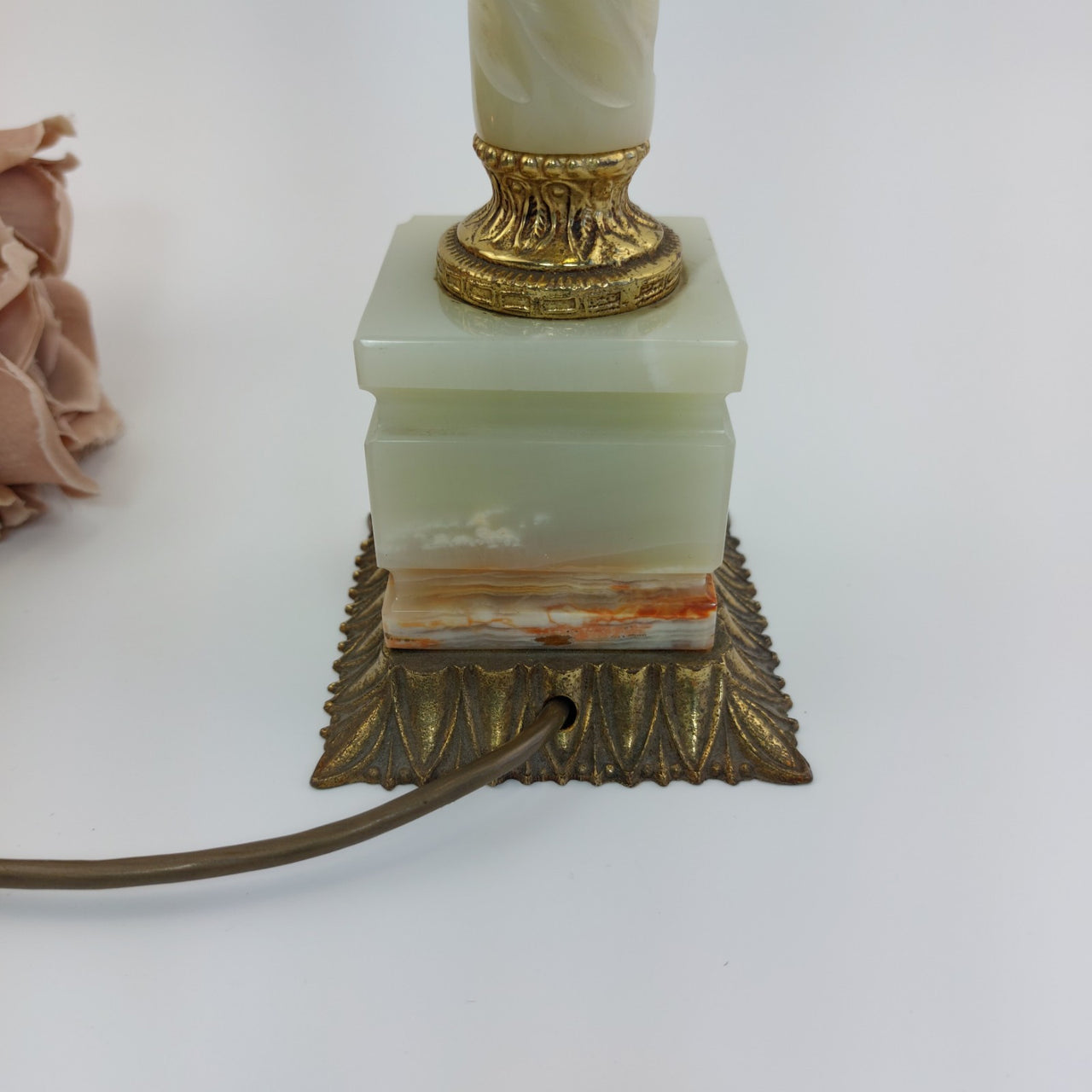 Stunning Marble & Brass large Table Lamp – 15" Tall, Ornate Design10