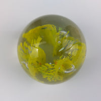 Thumbnail for Art Glass Paperweight –Vintage  White &  Yellow Flowers with Bubbles gift3