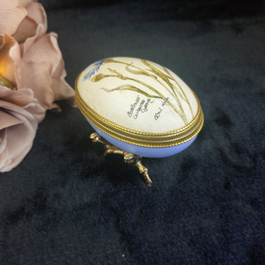 Blue Cornflower Egg Trinket Box Vintage HandPainted xmas gift ring box1