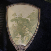 Thumbnail for Vintage Ornate Hand Mirror & Hair Brush Set Filigree Metal Rococo Dressing Table8