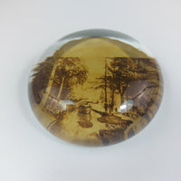 Thumbnail for Vintage possibly ( antique) Glass DomePaperweight 160gr – Sepia Scenic Image –1
