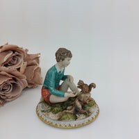 Thumbnail for 1972 Sandro Maggioni Capodimonte Figurine Porcelain Boy Feeding Squirrel –chip3