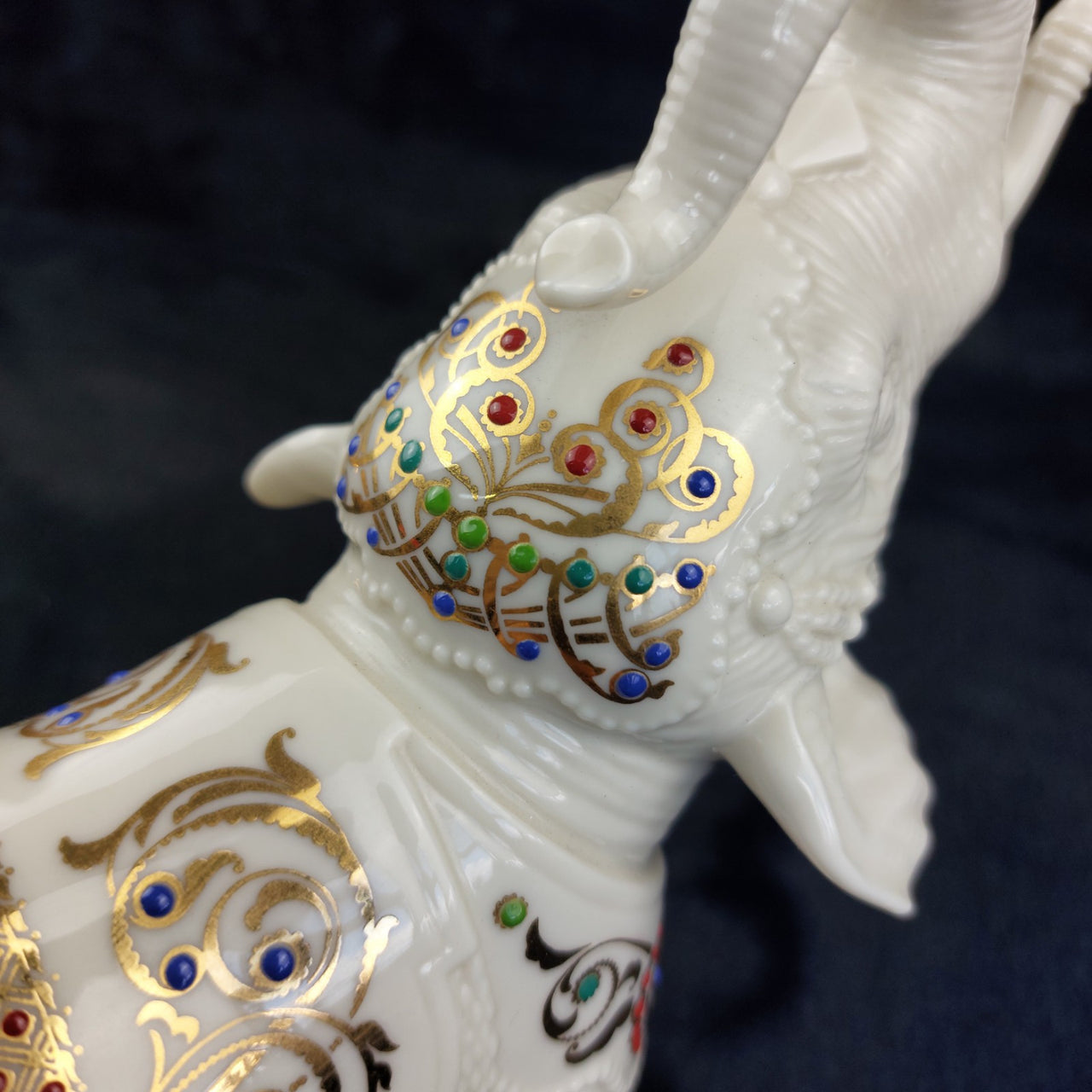 Lenox porcelain Jeweled Elephant Figurine 8" nativity White Gold luck USA China7