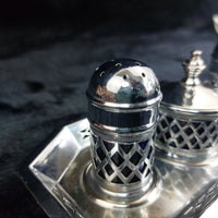 Thumbnail for Falcon Plate  Condiment Set Cobalt Liners Mustard Salt Pepper Tray England 17.5c21