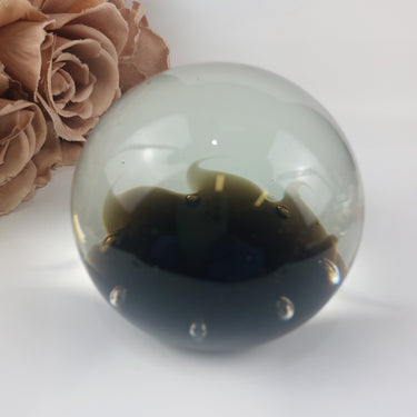CIIIG Art Glass Paperweight  Black & Clear with Bubbles United Kingdom Decor0
