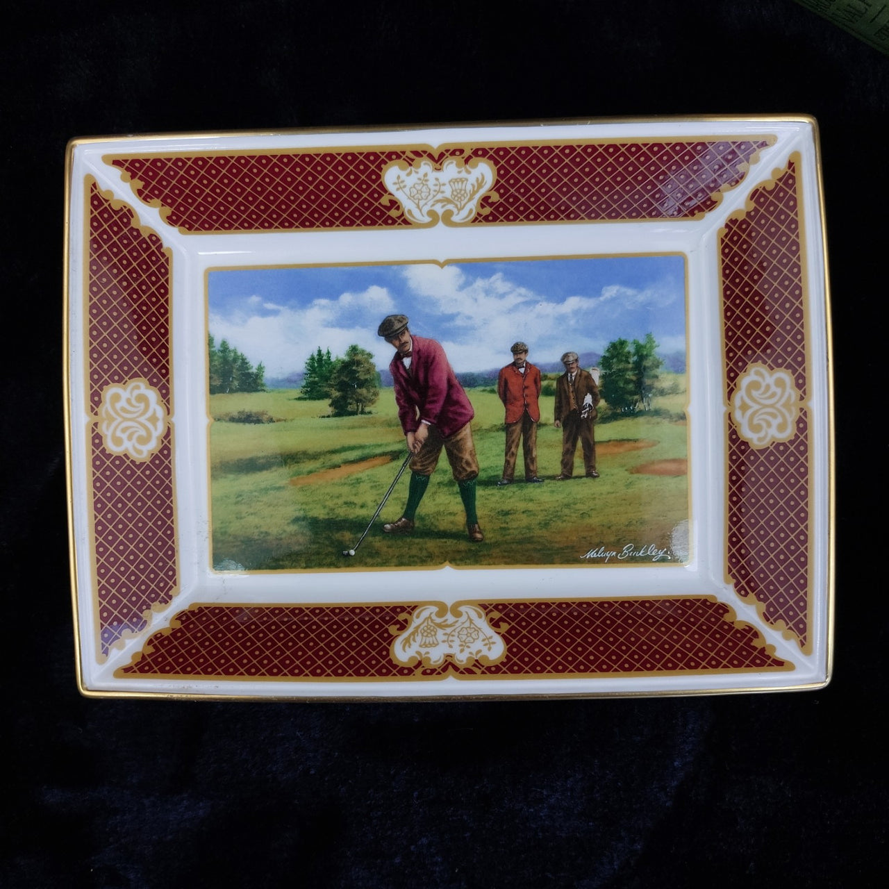Royal Worcester Golfing Golf Scene Melvyn Buckley – Collection Plate China Bone1