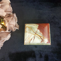 Thumbnail for Onyx Jewelry Box Red & Green Marble, Gold Trim, Velvet Lined Vintage luxury gift2