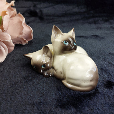Beswick Siamese Cat Pair Figurine Good Vintage England Ceramic 3.5x5