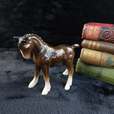 Coopercraft Vintage Brown Foal Figurine Ceramic Horse with Glossy Finish Class0
