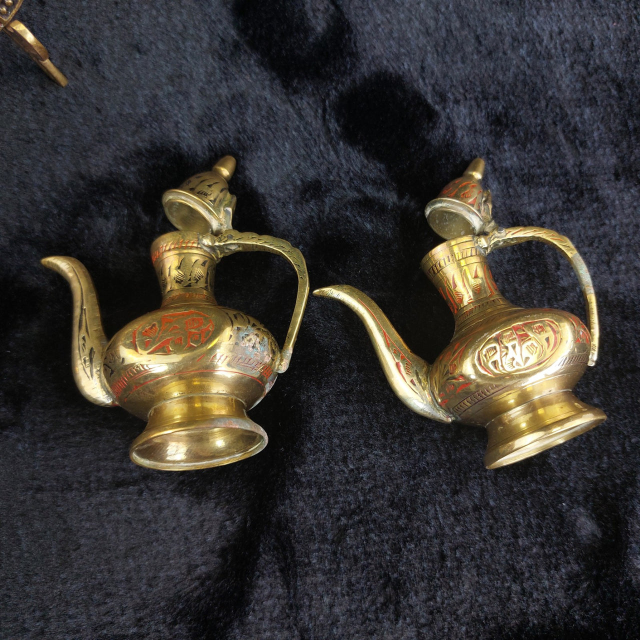 Brass Religious Jerusalem Plaque & Pic Holder & 2×Pitcher Collectable decor gold10