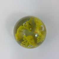 Thumbnail for Art Glass Paperweight –Vintage White & Yellow Flowers with Bubbles Ornament deco6