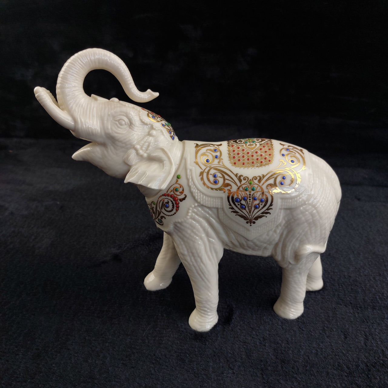 Lenox porcelain Jeweled Elephant Figurine 8" nativity White Gold luck USA China0