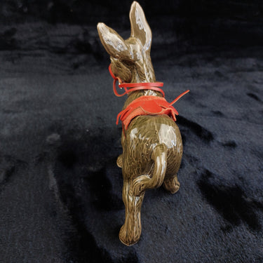 Vintage Ceramic Donkey Figurine Glazed Brown Red Saddle 248g Decor 6