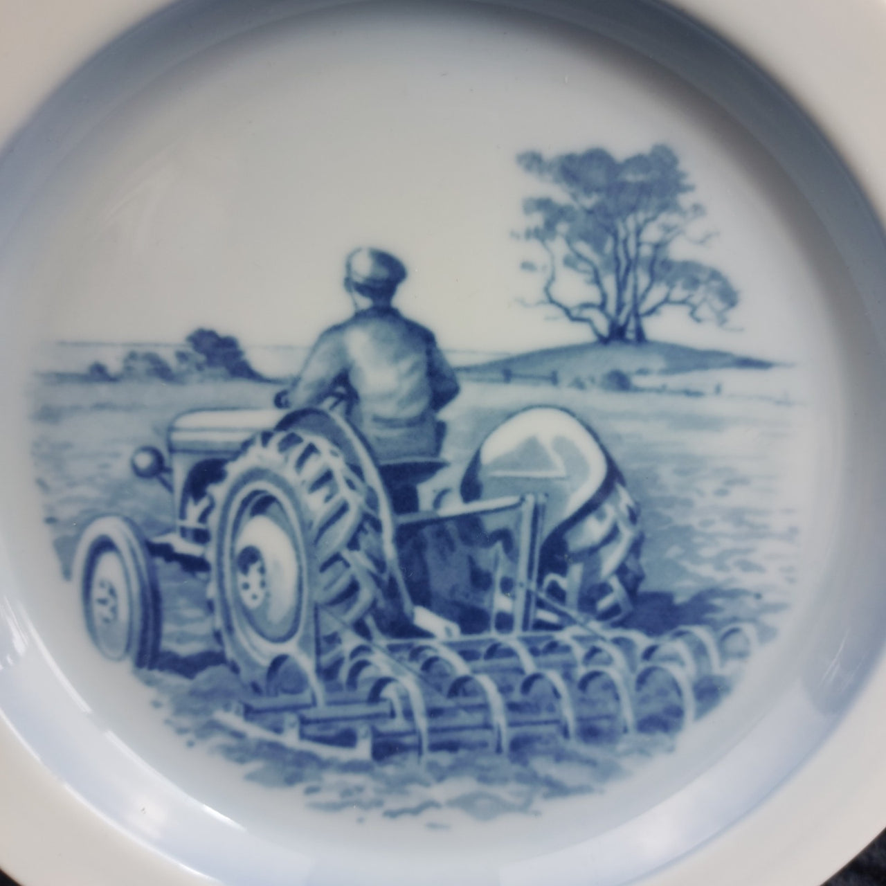 Royal Copenhagen Blue Plate  19cm Farmer Tractor Scene 299010 Denmark 52283