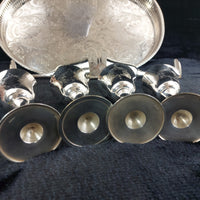 Thumbnail for Sheffield Plated Silver Goblets & Tray Set 7pc EPNS Ornate Engraved Vintage Deco7