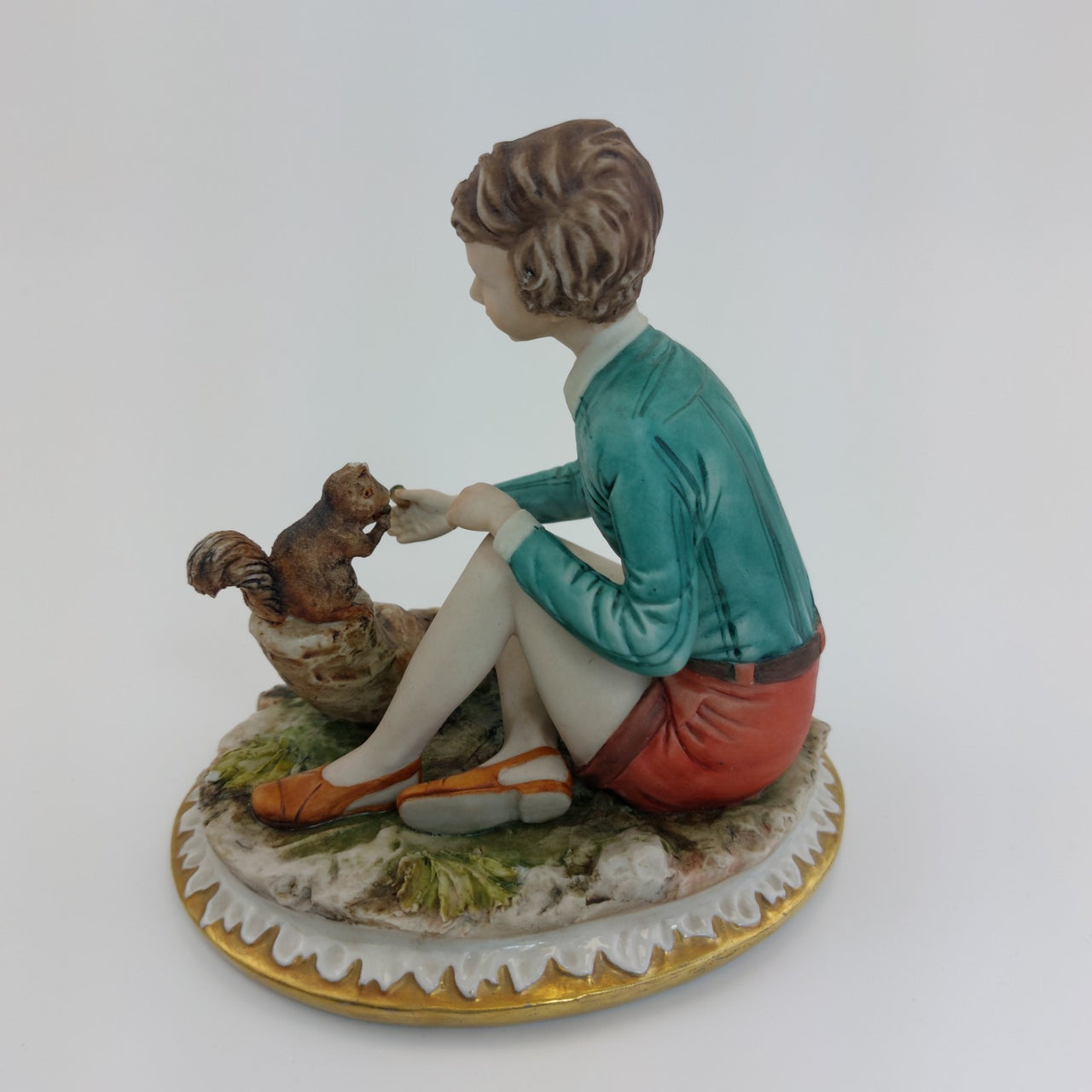 1972 Sandro Maggioni Capodimonte Figurine Porcelain Boy Feeding Squirrel –chip9