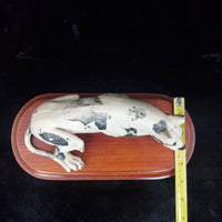 Thumbnail for RARE Vintage White & Black Ceramic Figurine Dog   Husky Shepherd on Wooden Base17