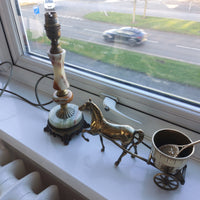 Thumbnail for Vintage Onyx & Brass Table Lamp with Ornate Claw Foot Base Working Condition17