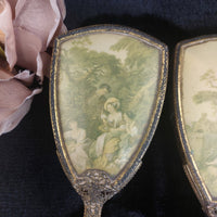 Thumbnail for Vintage Ornate Hand Mirror & Hair Brush Set Filigree Metal Rococo Dressing Table4