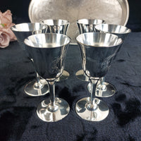 Thumbnail for Sheffield Plated Silver Goblets & Tray Set 7pc EPNS Ornate Engraved Vintage Deco14